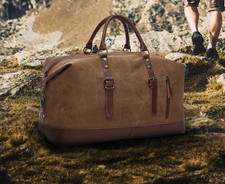 Canvas Leather Men’s Travel Duffel Bag Carry On Luggage Tote Weekend Bag