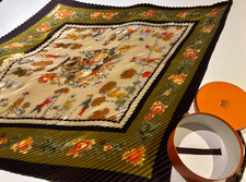 Authentic HERMES  Silk Carre Pleats Scarf  with box