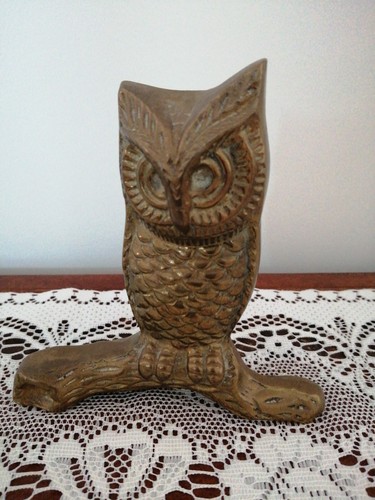 Vintage brass owl figure - brass,