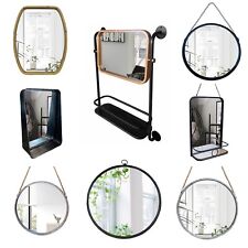 Wall Hanging Mirror Bathroom Mirrors Industrial Round Square Metal Xmas Gift NEW