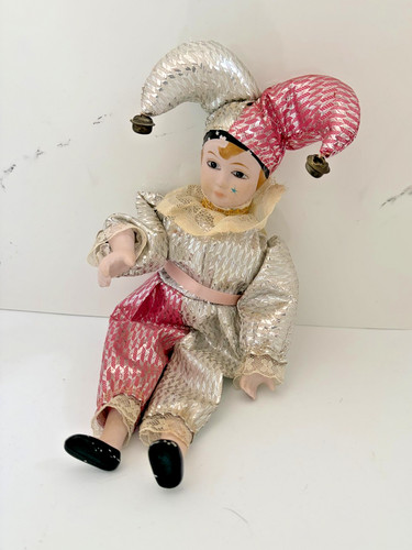 Vintage porcelain clown doll - porcelain,
