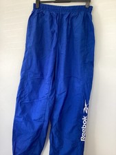 Vintage Reebok Tracksuit Bottoms Mens Size Large Blue Colour Shell Suit Bottoms
