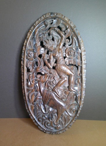 Vintage asian carved wood - vintage, wall