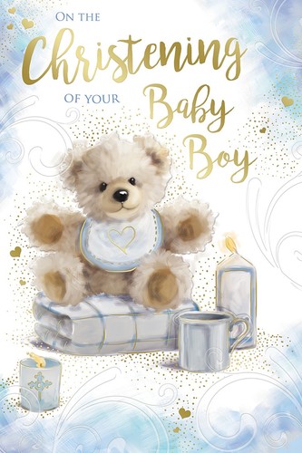 Baby boy christening card - boy,