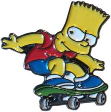 Bart Simpson Metal Enamel Pin Badge The Simpsons Skateboard TV Cartoon