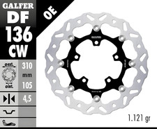 Brake disc Set Galfer 2x DF136CW WAVE® floating front 310x4,5mm for Honda