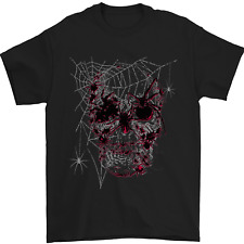Spider Web Skull Mens T-Shirt 100% Cotton