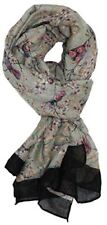 Colorful Japanese Cherry Blossom Bird & Floral Print Scarf Scarves Wrap