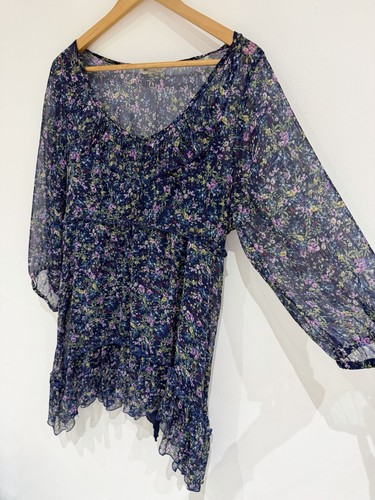 Indigo floral chiffon - m&s,