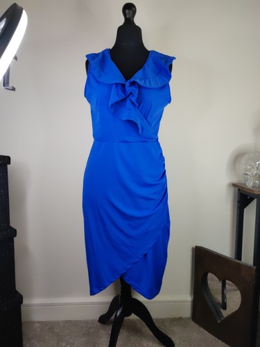 Women blue dress ruffle bnwt - women's,