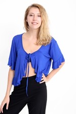 Womens Short Sleeve Ladies Frill Tie Cropped Cardigan Bolero Shrug Top Plus Size
