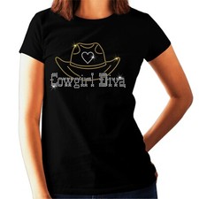 Cowgirl Diva Rhinestone Ladies t shirt - Country Line Dancing  - Any Size 6-24