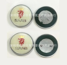 2x Saab Badge 9-3,9-5 Set Boot Back & Bonnet Front Logo Emblem 68mm White