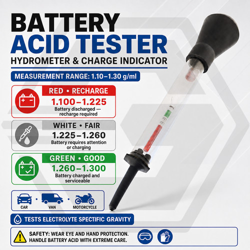 Battery acid tester hydrometer - acid,