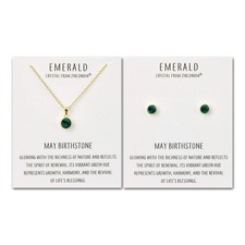 Gold Plated May (Emerald) Birthstone Necklace & Earrings Set Created with Zircon