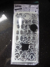 *NEW* TIM HOLTZ (Stampers Anonymous) STAMPS & STENCIL 'Blocks & Sentiments'