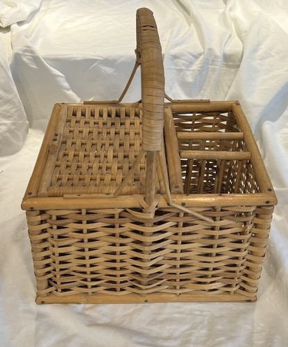 Vintage wicker flatware - flatware, caddy