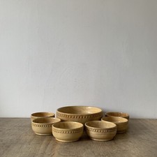 Rustic Style Hand Crafted Set of x7 Wooden Serving Dishes Bowls Kitchenalia