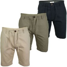 Xact Mens Linen Blend Tailored Chino Shorts Summer Casual Smart Holiday
