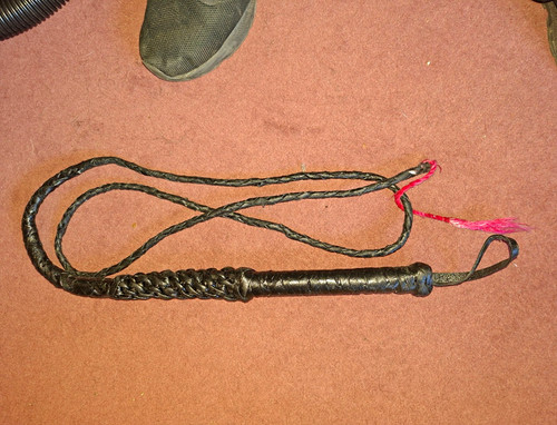 Braided black riding crop - braided, crop/whip