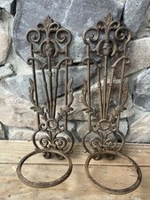 Pair Of Vintage Wrought Iron Hanging Wall Planters Scroll Design Outdoor Decor