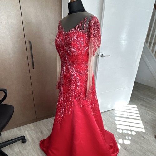 Red beaded formal - , occasion