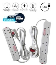 UK 3M POWER KING 13A White Extension Lead Cable Plug UK Socket Power 3 4 5 Gang