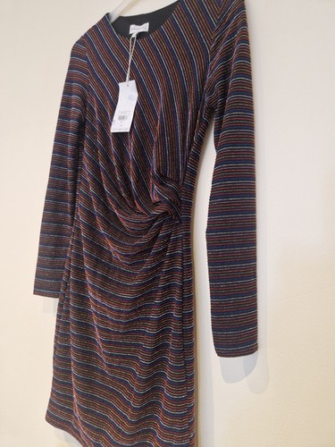 Fine metallic stripe dress