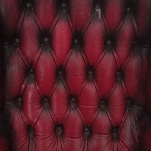Red leather chesterfield - leather,