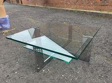 £2195 Mobili Domani 'Cannes' Glass & Chrome Large Square Coffee Table - 95cm