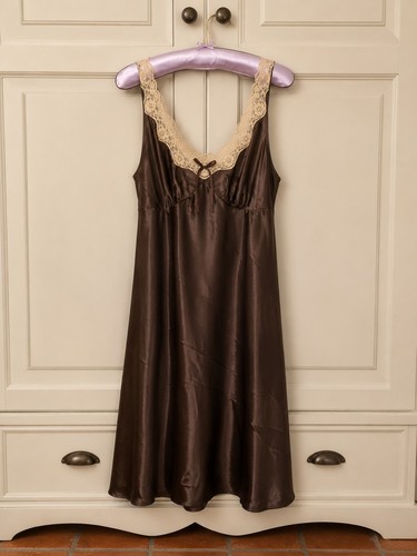 Vintage brown avon satin lace - avon,