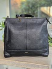 Fossil Black Leather Small Convertible Backpack Shoulder Bag