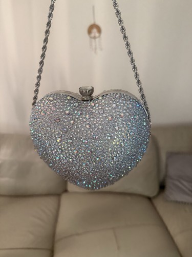 Heart crystal clutch - crystal, bag
