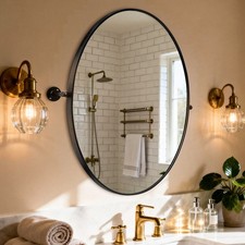 Retro Black Pivot Mirror Oval