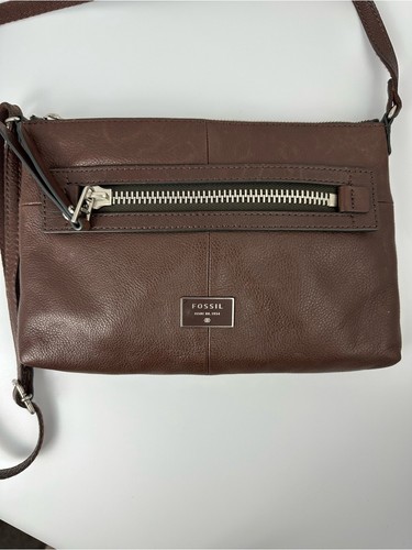 Fossil brown leather crossbody - fossil,