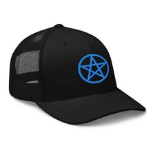 Blue Wiccan Witchcraft Pentagram Trucker Cap Snapback Hat