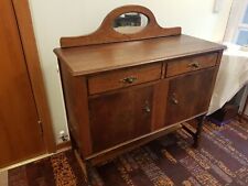 **SALE** Vintage 1930s Oak Finish Sideboard With Mirror. Good cond. Del Poss 