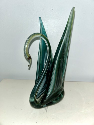 Glass swan figurine blue - glass,