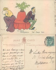 Cartoon of couple on honeymoon