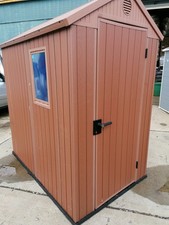 Large 6x4 Shed Garden Apex Evotech+ Wood Effect Keter Darwin PreBuilt Dark Brown