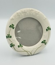 Belleek Ireland Shamrock 5” Round Picture Frame | Rare Size
