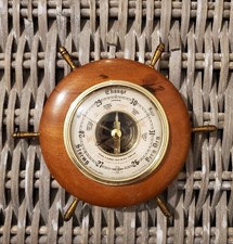 Vintage Wooden Barometer Ships