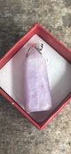 Lovely Kunzite Crystal Gemstone Point Pendant With Silver Hook