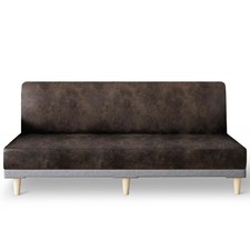 Leather Like Stretch Futon Slipcover Armless Futon Bed Sofa Cover Furniture P...