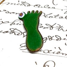 Enameled Copper Brooch Abstract Studio Art Foot Vintage 1970s ~ Millefiori Glass