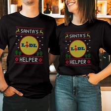 Santa's Lidl Helper T-Shirt Funny Christmas Family Holiday Xmas Gift Top T-5309