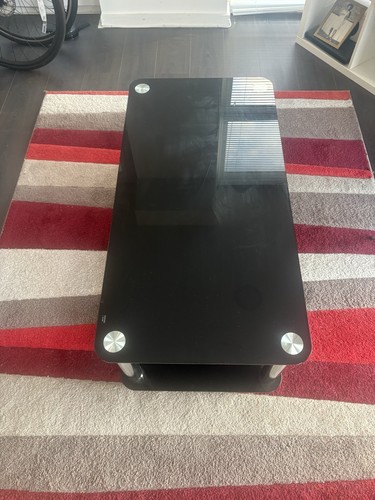 Black glass coffee table - black,