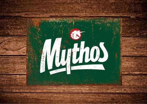 Mythos beer metal sign - mythos, sign/plaque
