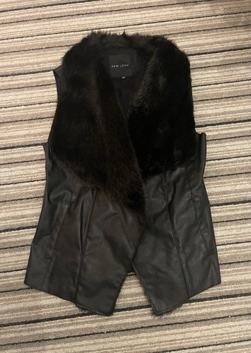 Black faux leather gilet - faux,