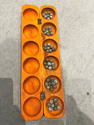 Wood folding mancala board - wood,